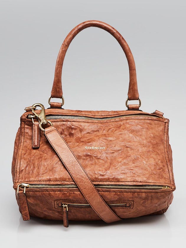 Givenchy Brown Sheepskin Leather Medium Pepe Pandora Bag