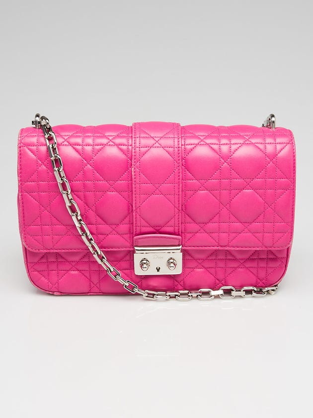 Christian Dior Pink Cannage Quilted Lambskin Leather Miss Dior Medium Flap Bag
