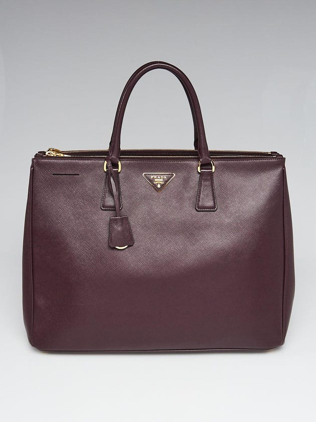 Prada Bordeaux Saffiano Lux Leather Double Zip Executive Tote Bag BN1802
