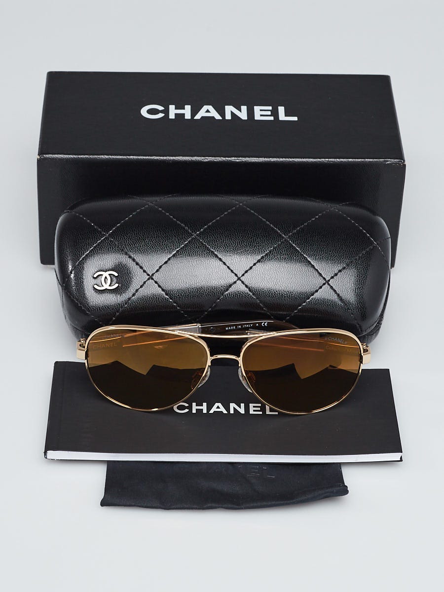 Chanel Goldtone Metal Frame Aviator Sunglasses- 4179 - Yoogi's Closet