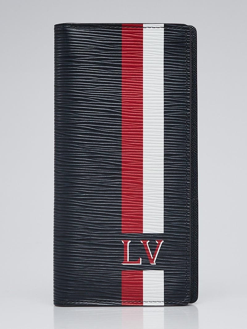 Louis Vuitton Navy Blue Epi Leather Stripes Brazza Wallet - Yoogi's Closet