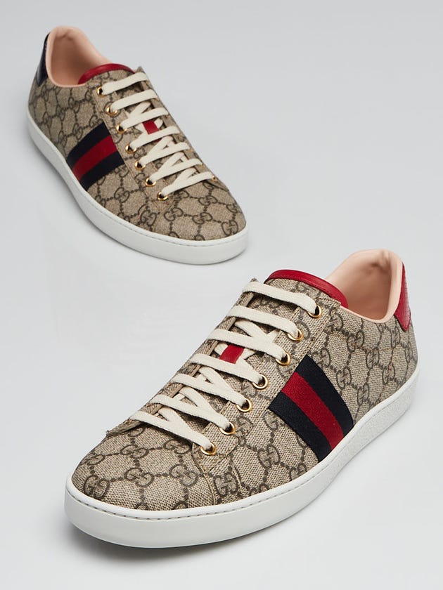 Gucci Beige/Brown GG Supreme Canvas Ace Vintage Web Sneakers Mens Size 9/ Women's 11.5