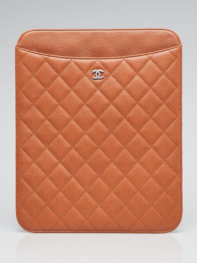 Chanel Beige Quilted Caviar Leather iPad Case