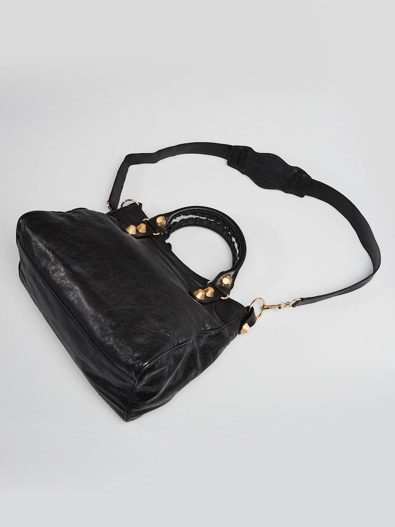 Balenciaga Black Lambskin Leather Giant 21 Gold Velo Bag | Yoogi's
