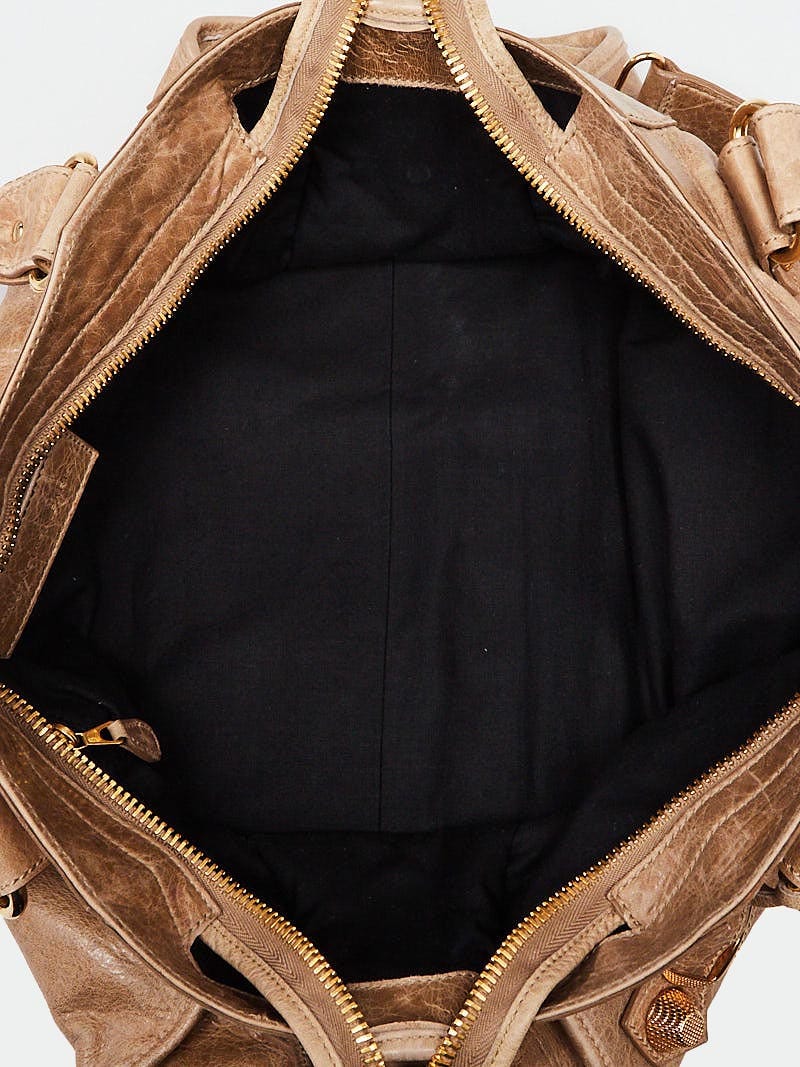 Balenciaga Oatmeal Lambskin Leather Giant 21 Gold Part Time Bag