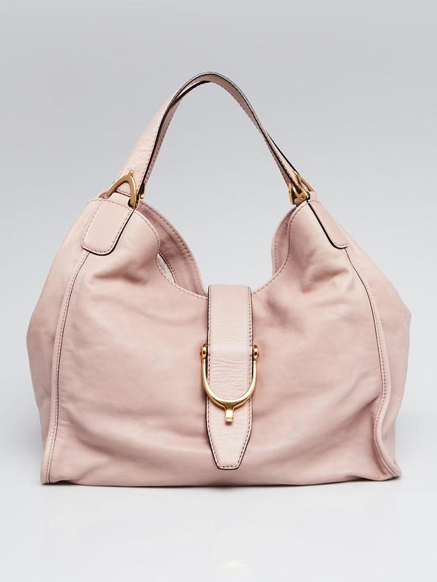 Gucci Pink Leather Soft Stirrup Tote Bag