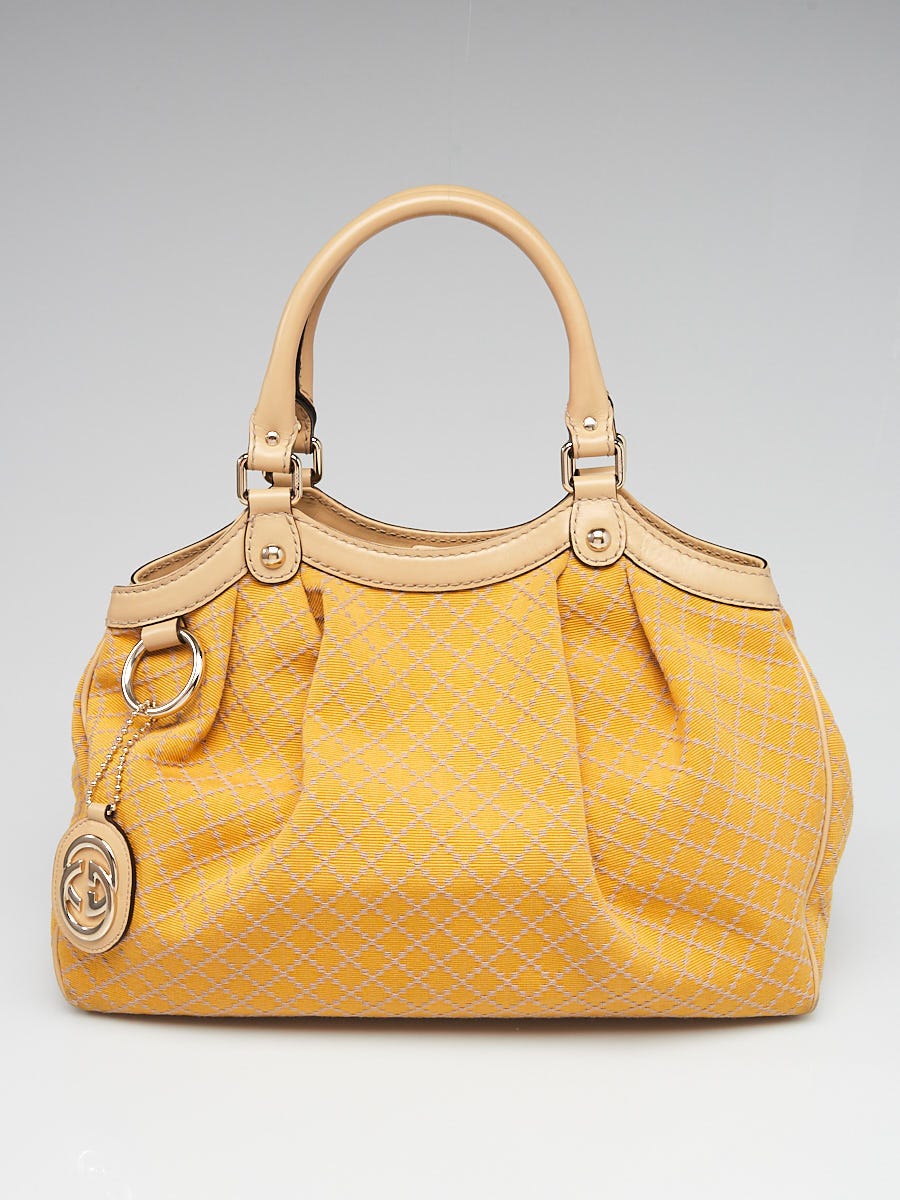 Gucci Yellow/Beige Diamante Canvas Medium Sukey Tote Bag