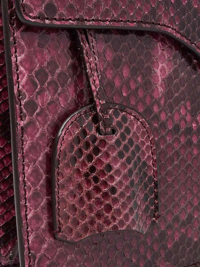 Gucci Purple Snakeskin Small Lady Lock Briefcase Clutch Bag