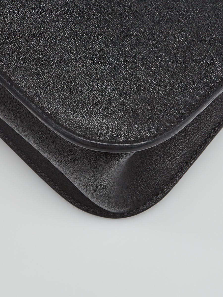 Hermes 22cm Black Swift Leather Palladium Plated Halzan Mini Bag