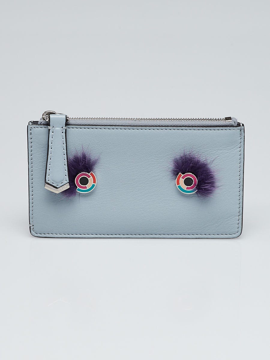 Fendi Blue/Yellow Leather Monster Eye Card Holder Fendi