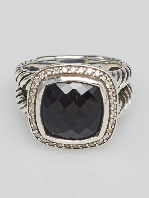 David Yurman 11mm Black Onyx and Diamonds Albion Ring Size 7