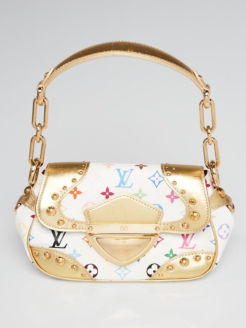 Louis+Vuitton+Marilyn+Or+Shoulder+Bag+Black+Gold+Canvas+Leather+Murakami+ Multicolore+Monogram for sale online