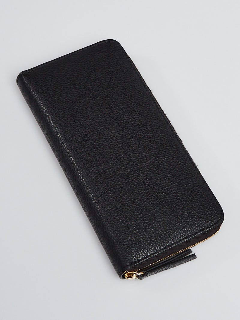 Mulberry Black Grain Leather 8 Card Zip Around Wallet - Yoogi's Closet