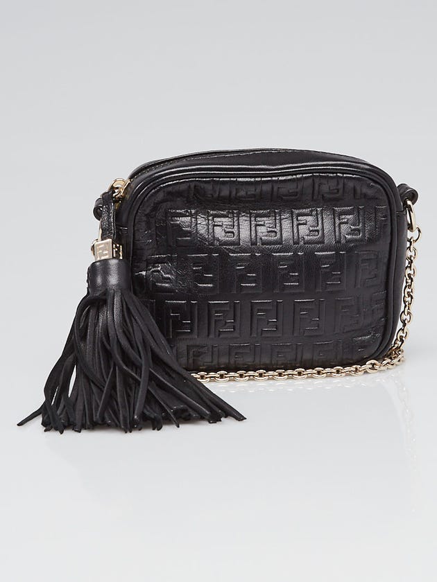 Fendi Black Logo Embossed Nappa Leather Crossbody Bag 8M0242