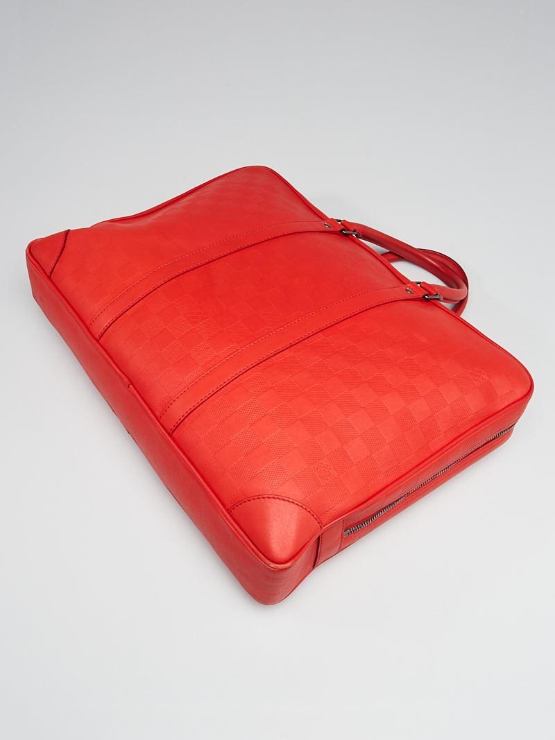 Louis Vuitton Red Orange Damier Infini Leather Porte Documents