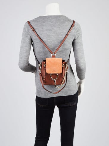 chloe faye mini backpack tan Smooth calfskin and suede backpack in tan Chloe Faye Backpack Used Chloe