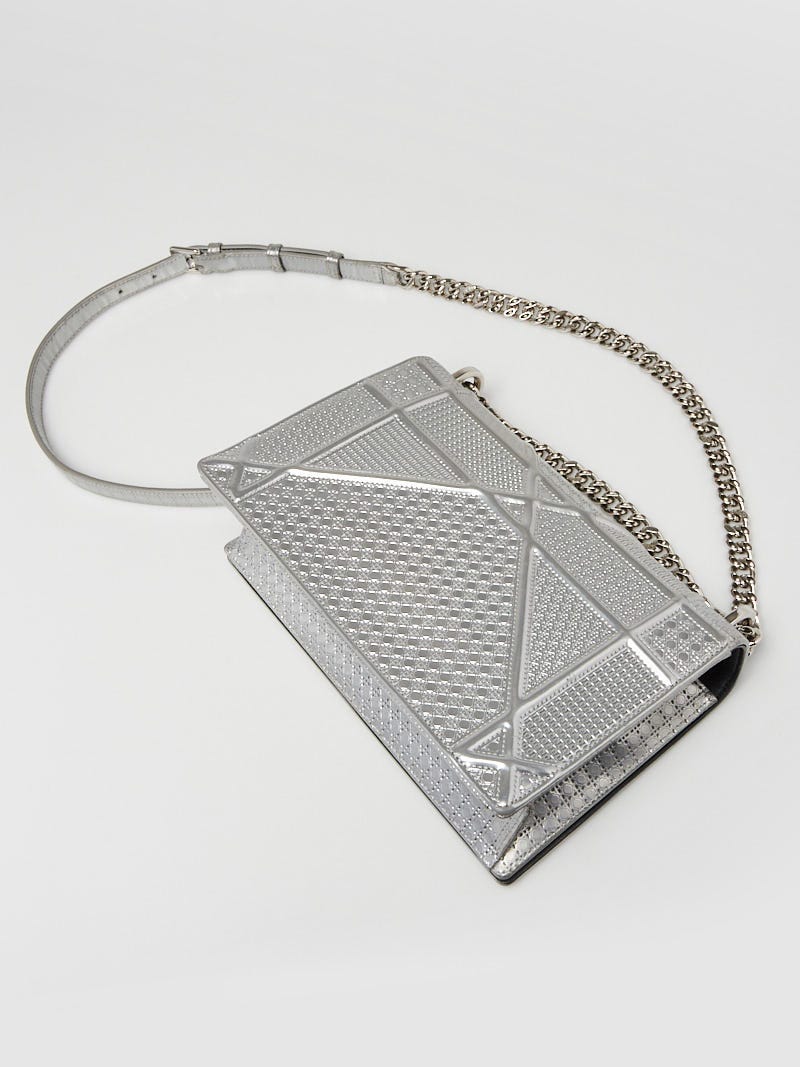 Christian Dior Metallic Silver Perforated Leather Diorama Flap Bag -  Yoogi's Closet