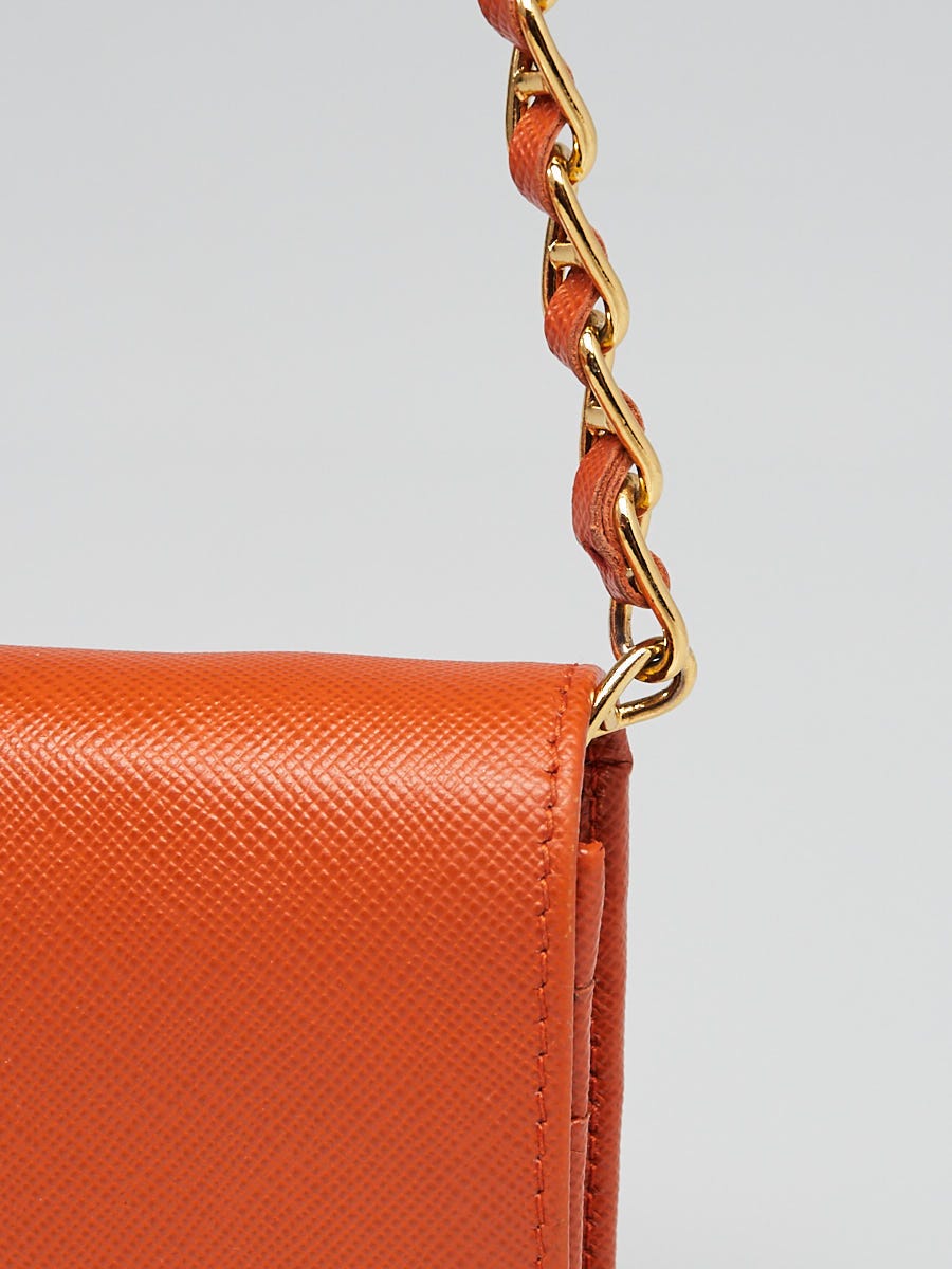 Prada Black Saffiano Metal Leather Wallet on Chain Clutch Bag 1M1290 -  Yoogi's Closet
