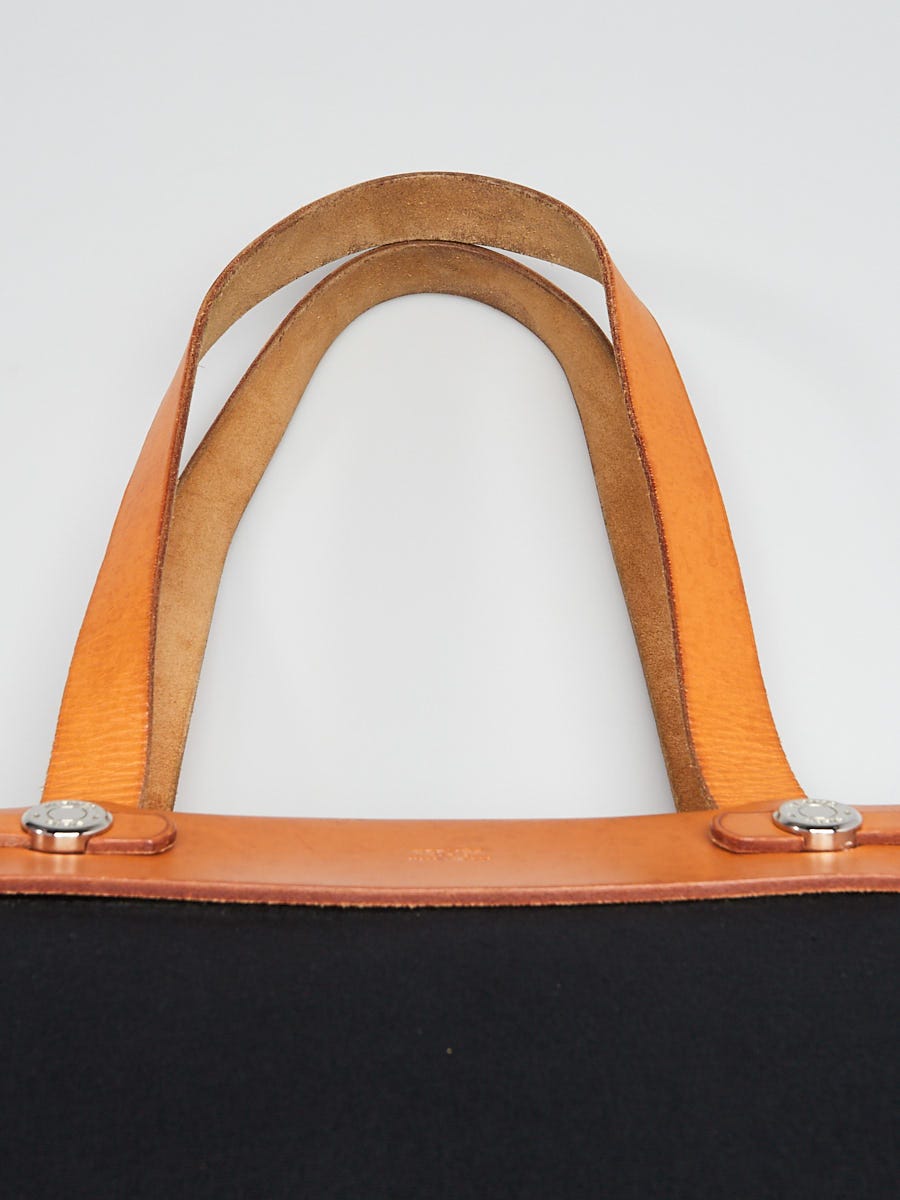 Hermes 32cm Canvas and Natural Vache Leather Herbag Cabas Tote Bag