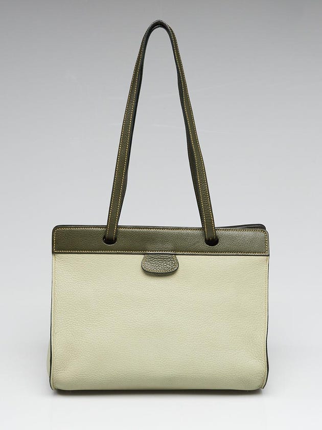 Hermes 31cm Bi-Color Vert Olive/Vert Pale Green Clemence Leather Muso Two-Way Shoulder Bag