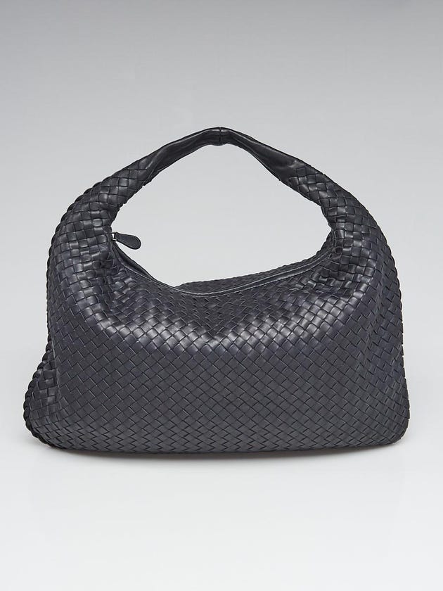 Bottega Veneta Indigo Intrecciato Woven Nappa Leather Medium Veneta Hobo Bag