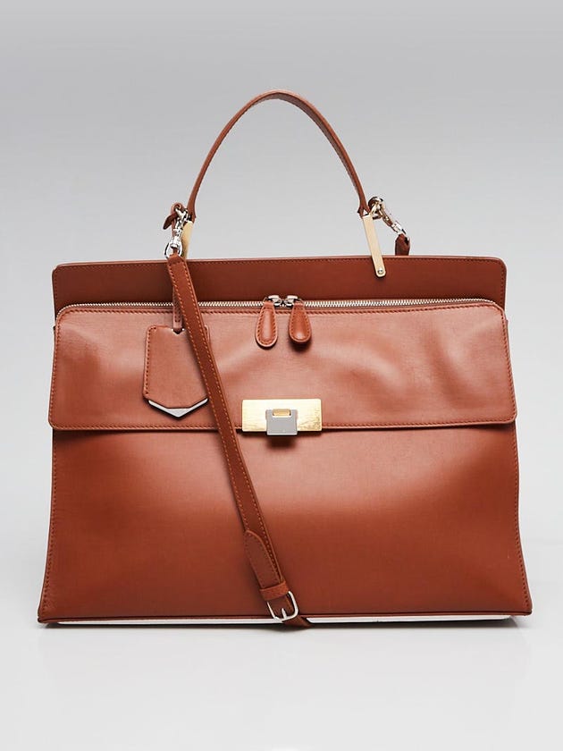 Balenciaga Brown Calfskin Leather Le Dix Cartable Zip Bag