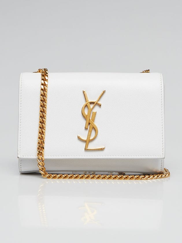 Yves Saint Laurent White Grained Calf Leather Small Monogram Crossbody Bag