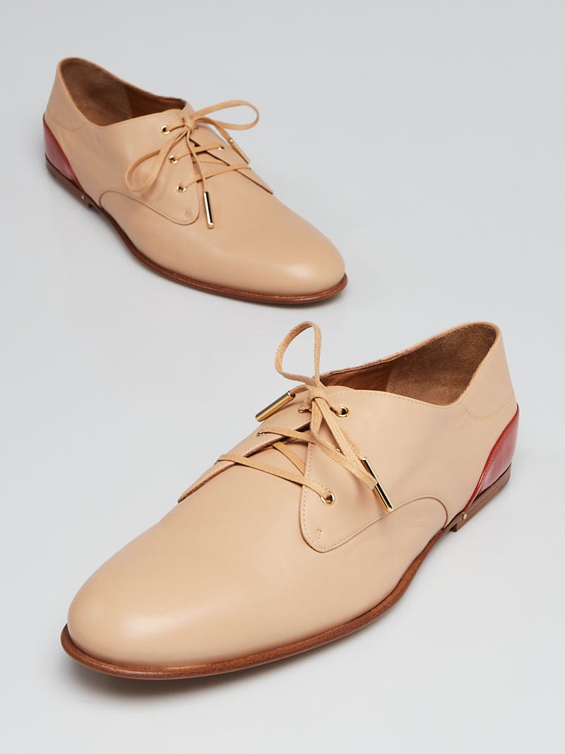 Chloe Beige Leather Oxford Flats Size 8/38.5 | Yoogi display picture 1