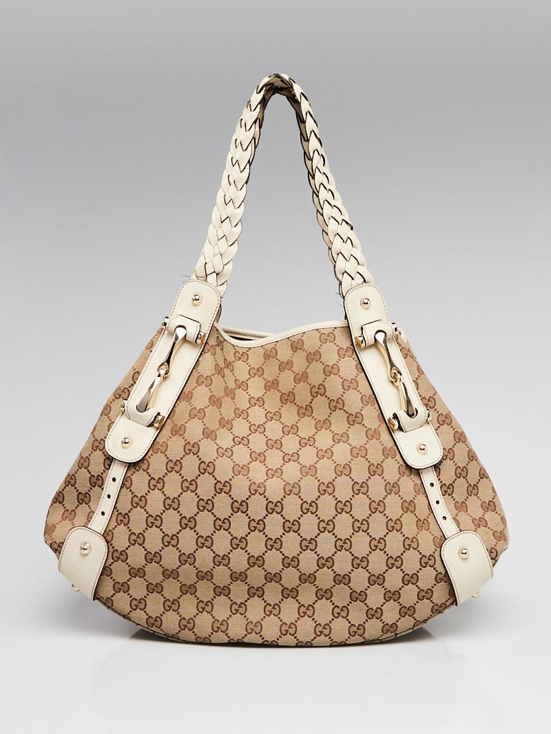 Gucci Beige White GG Canvas Pelham Medium Shoulder Bag Yoogi s Closet