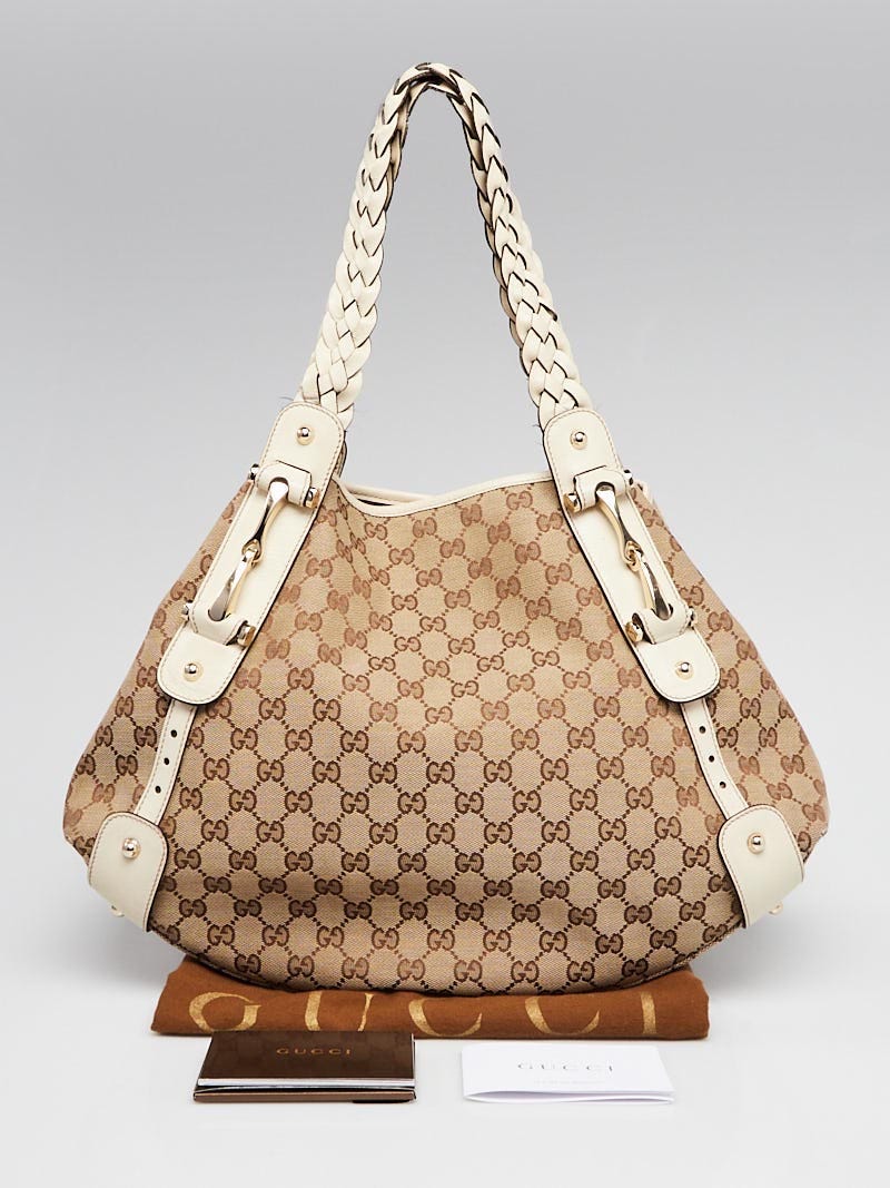 Gucci Beige/White GG Canvas Pelham Medium Shoulder Bag | Yoogi's