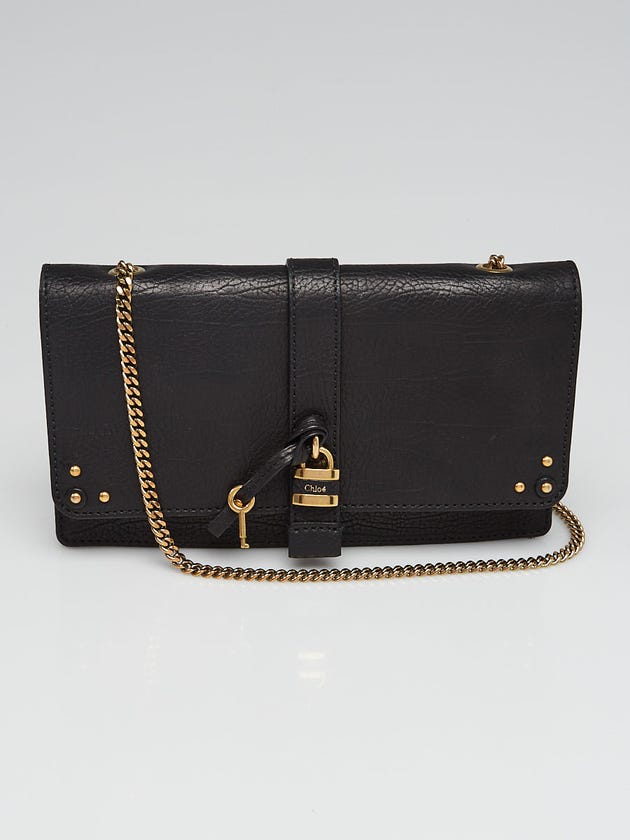 Chloe Black Pebbled Leather Aurore Wallet on Chain Bag