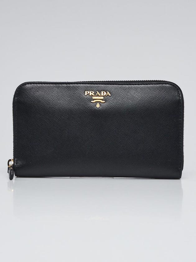 Prada Black Saffiano Metal Leather Zip Wallet 1M0506