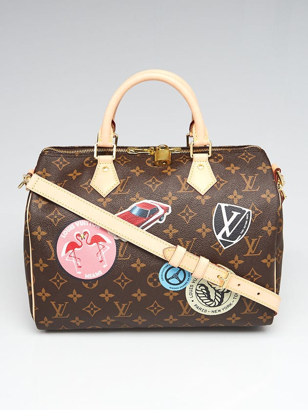 Louis Vuitton Limited Edition Monogram Canvas World Tour Speedy Bandouliere 30 Bag