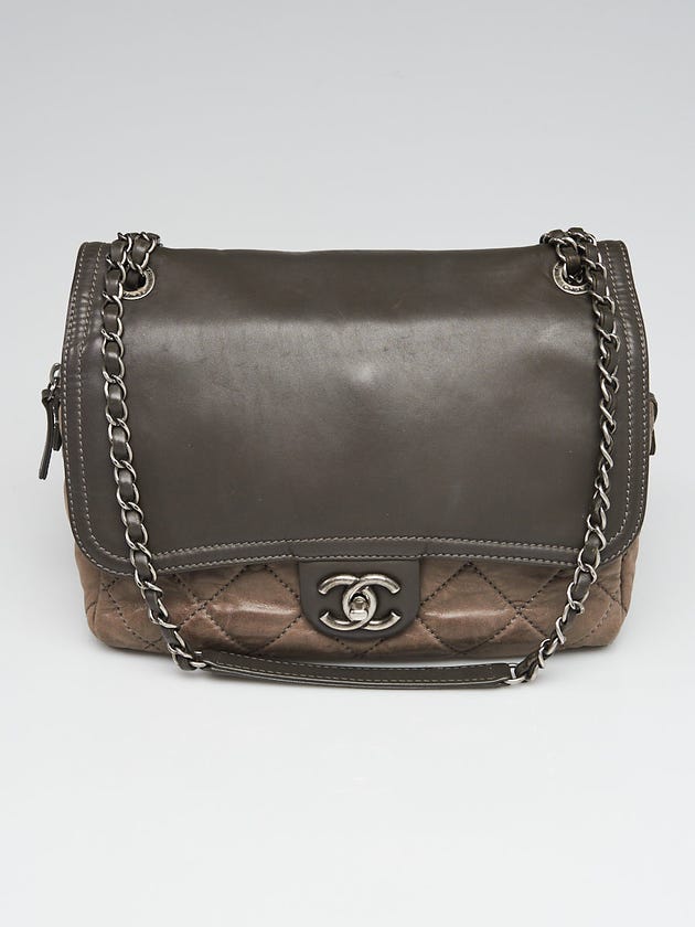 Chanel Grey Quilted Iridescent Calfskin Leather In-the-Mix Flap Bag