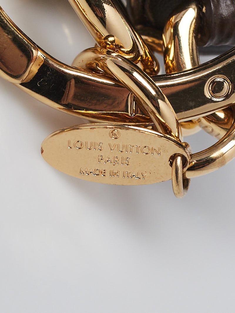 Louis Vuitton NEW Black Leather Gold Logo Charm Small Evening