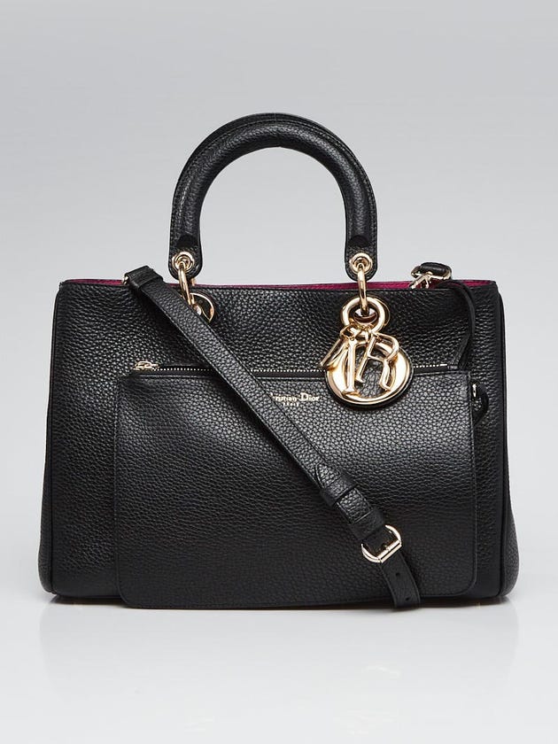 Christian Dior Black Pebbled Leather Medium Diorissimo Tote Bag