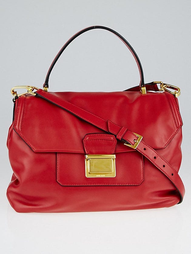 Miu Miu Fuoco Vitello Soft Leather Satchel Bag