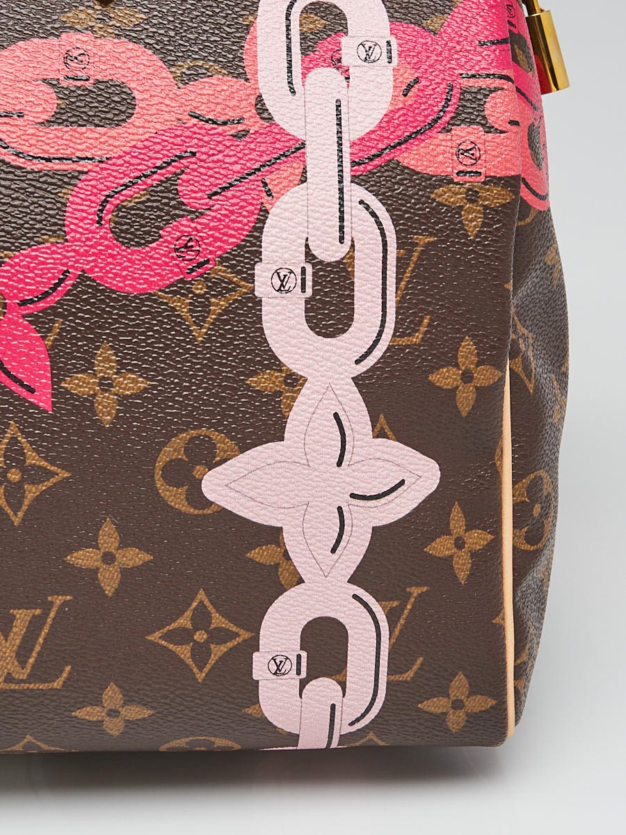 Louis Vuitton Limited Edition Hot Pink Monogram Canvas Chain Flower Speedy  30 - Reetzy