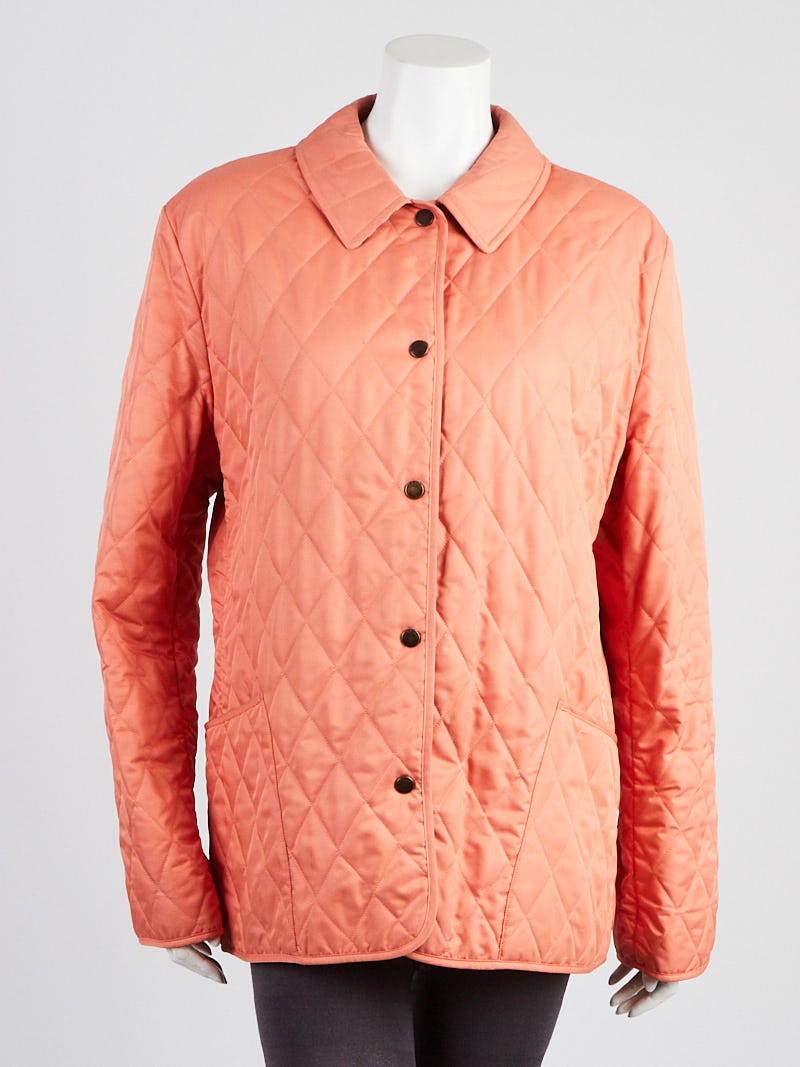 Burberry Orange Quilted Fabric Constance Button Down Jacket Size M L Yoogi s Closet