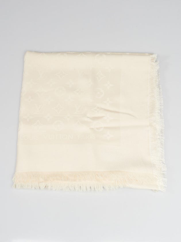 Louis Vuitton Creme Monogram Silk/Wool Shawl Scarf