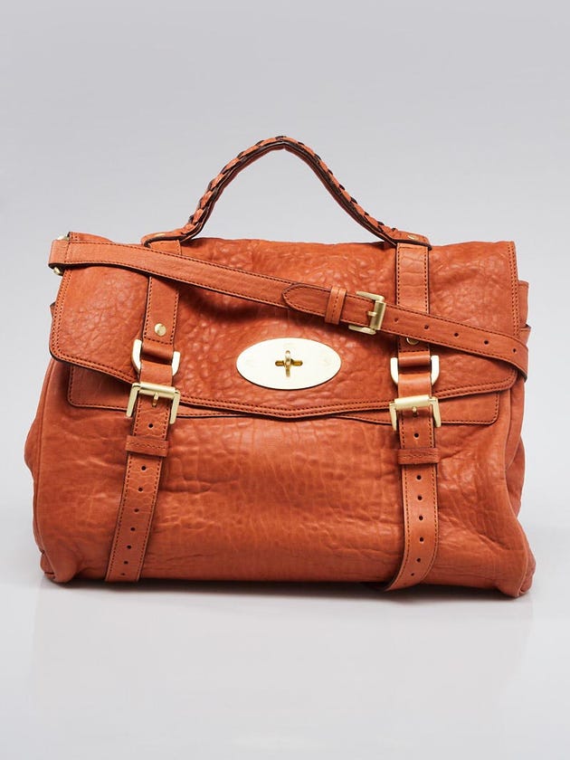 Mulberry Brown Grained Leather Oversized Alexa Satchel Bag