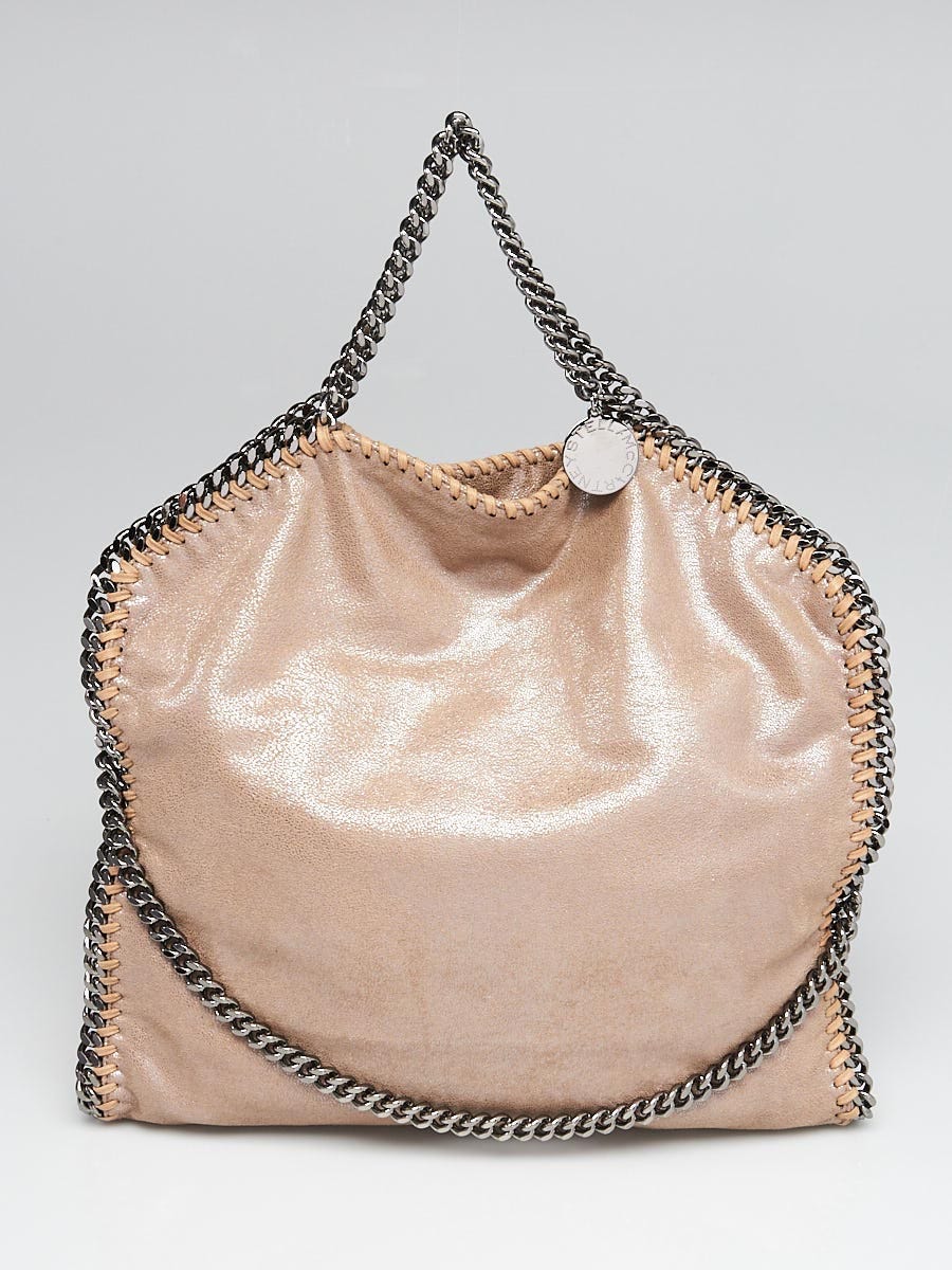 Stella McCartney Beige Shaggy Deer Faux-Leather Falabella Small Tote Bag