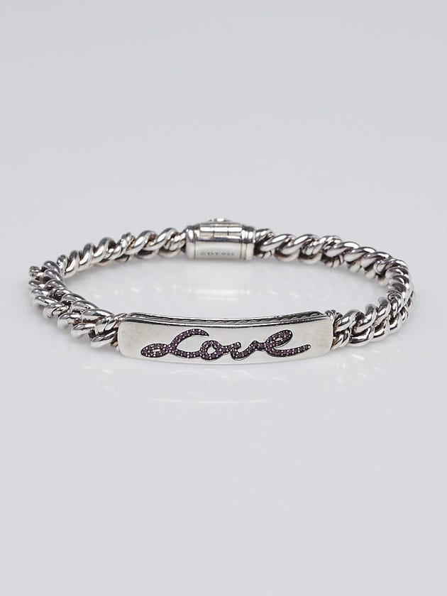 David Yurman Sterling Silver and Petite Pave Pink Sapphires Link Love Bracelet