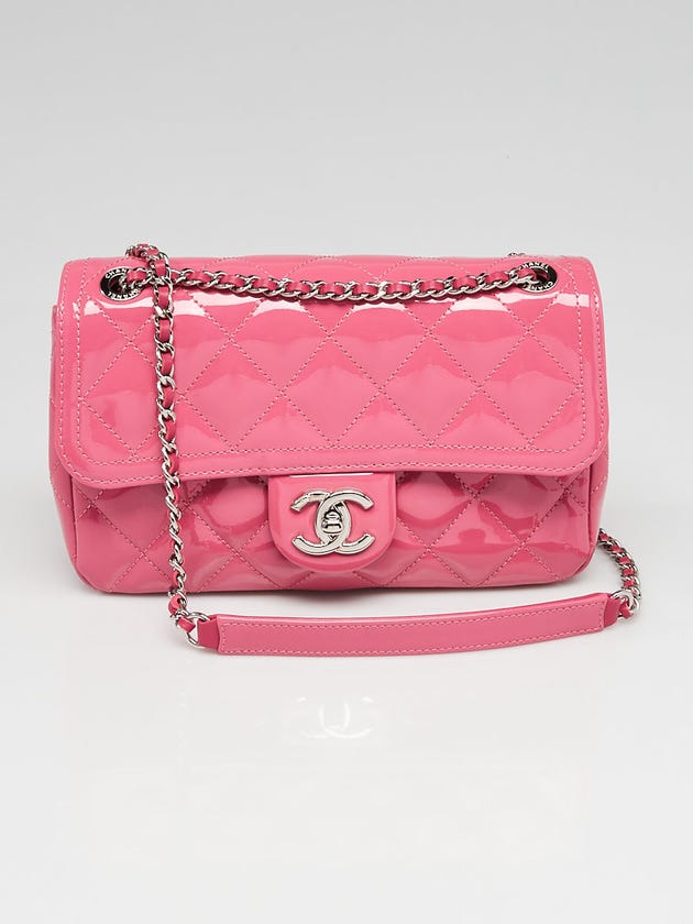 Chanel Pink Quilted Patent Leather Coco Shine Small Flap Bag