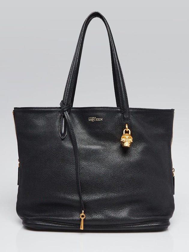 alexander mcqueen padlock skull leather backpack Pebbled Calfskin Large Zip Around Tote Dark Grey 1708429 FASHIONPHILE Alexander McQueen Red Calfskin Leather