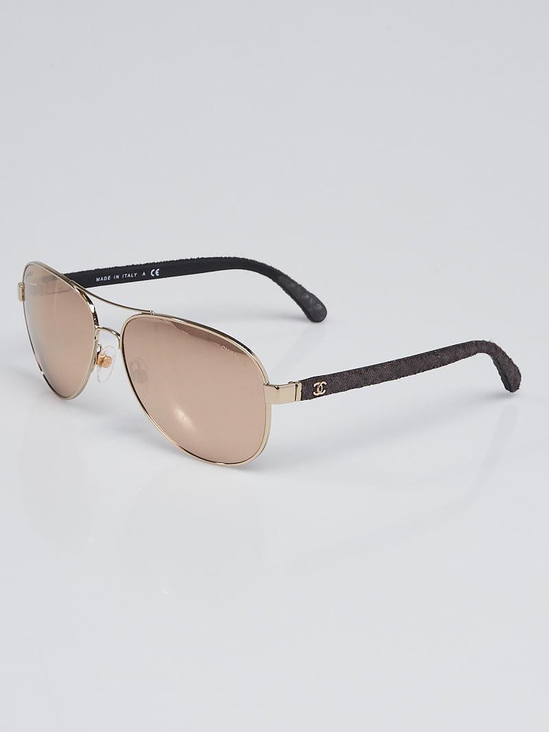 Chanel Goldtone Frame Mirror Tint Aviator Sunglasses-4207