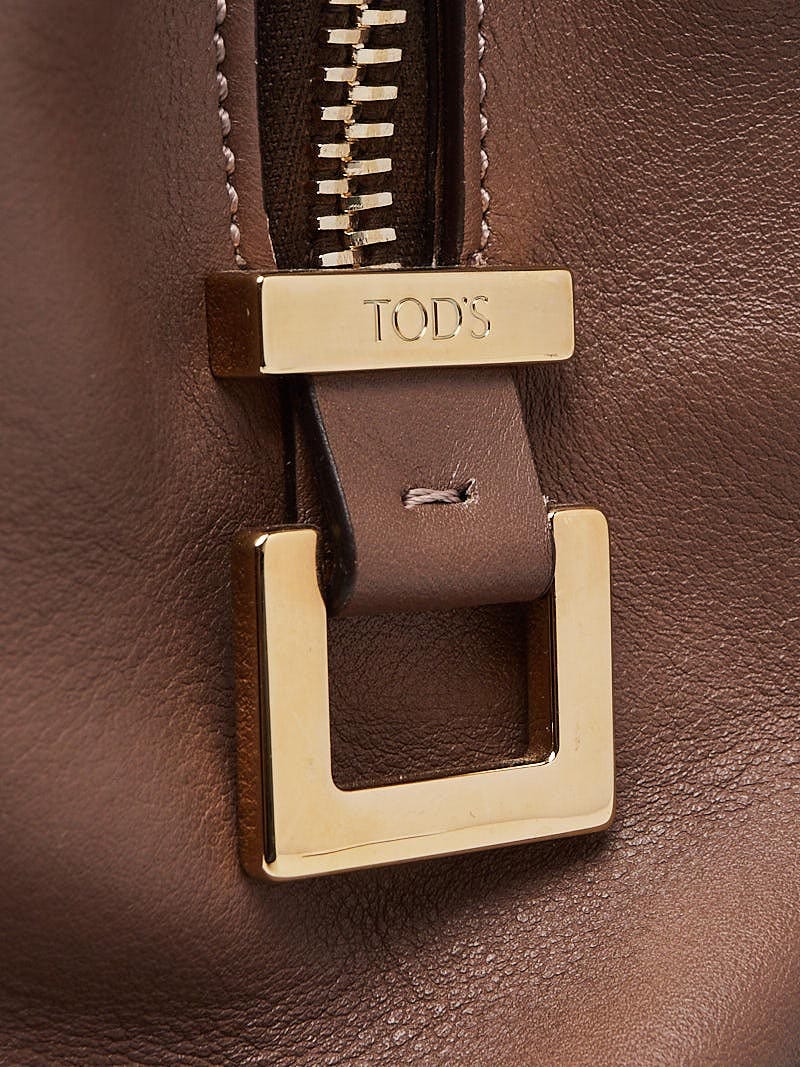 イズディスユアトト Tod's Taupe Leather D-Cube Medium Shopping Tote Bag | Yoogi's Closet