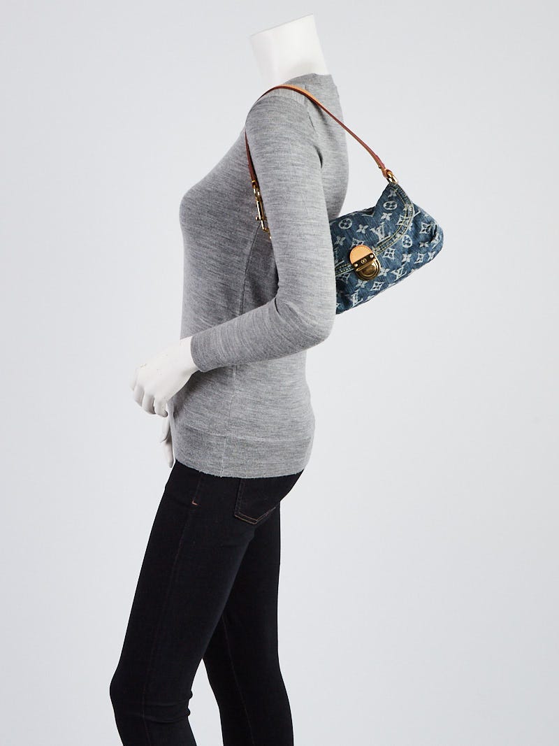 $830 Louis Vuitton Blue Denim Mini Pleaty Shoulder Bag Clutch