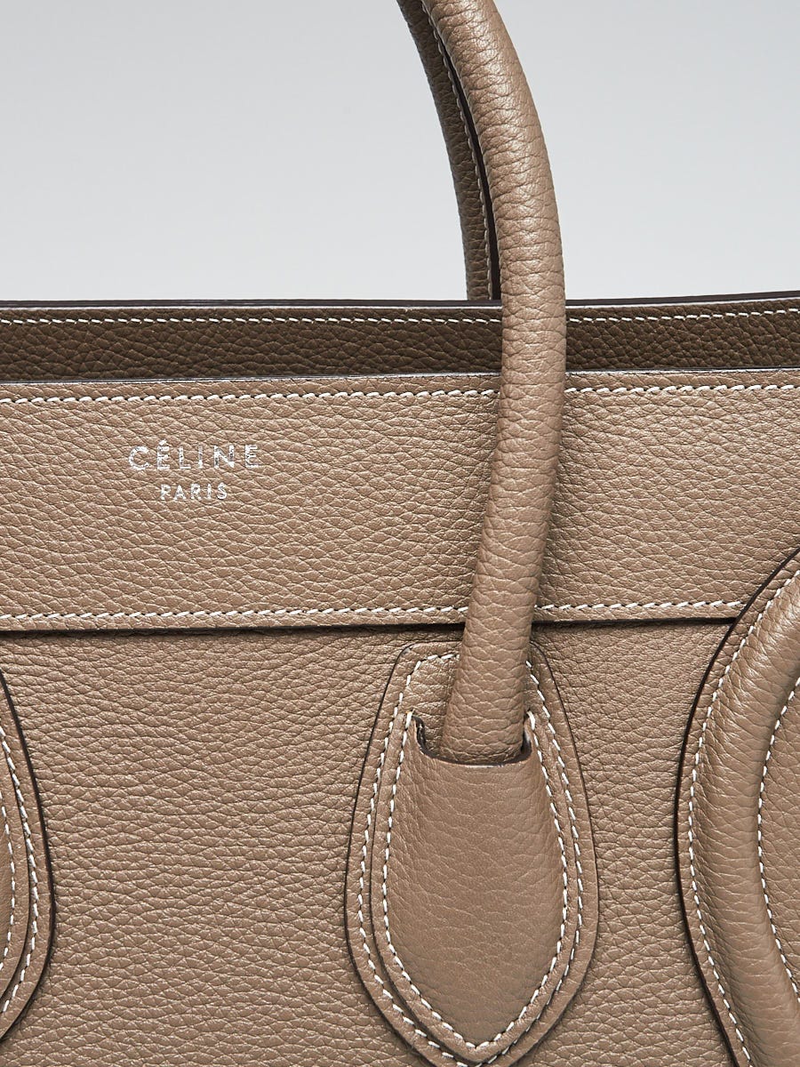 CELINE MINI LUGGAGE HANDBAG IN DRUMMED CALFSKIN in SOURIS