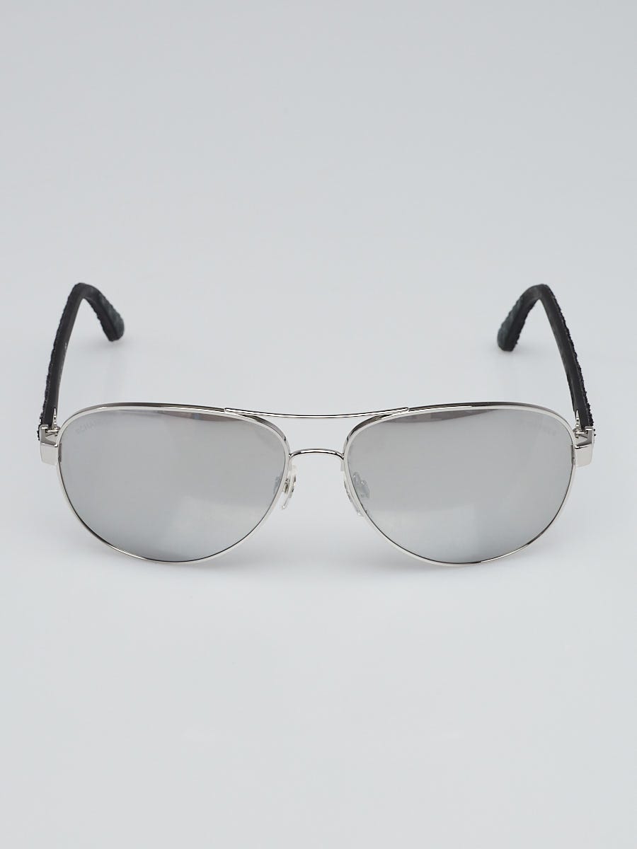Chanel Silvertone Metal Frame Tint Aviator Sunglasses-4207 - Yoogi's Closet